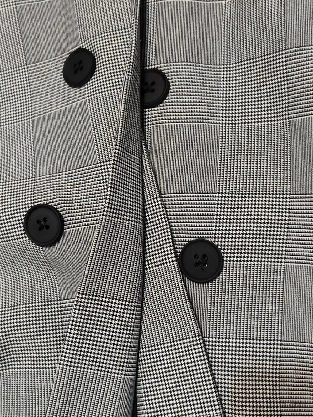 Express Men’s Women's Unisex Gray Glen Plaid Double-Breasted Suit Blazer,Size M